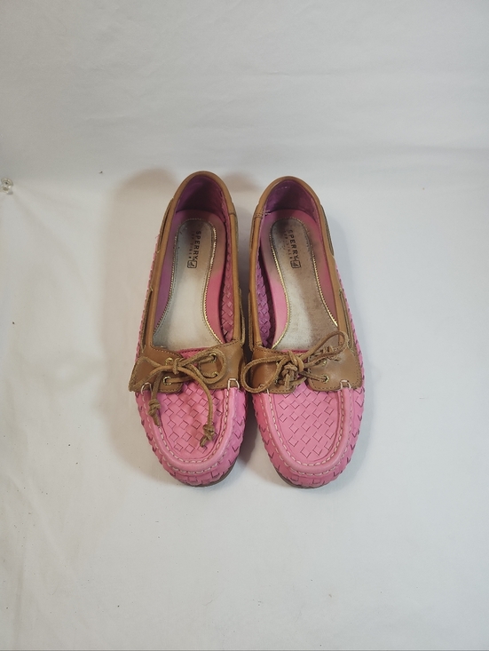 Sperry Shoes - Women's Sperry Top-Sider Audrey Woven Boat Shoe  Pink W Leather Trim Size 9.5
